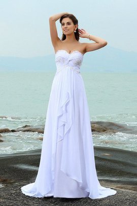 Robe de mariée longue de princesse en chiffon en plage fermeutre eclair