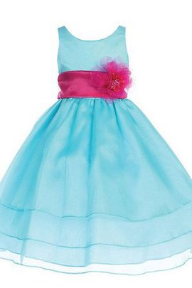 Robe de cortège enfant naturel plissé en satin de mode de bal avec ruban