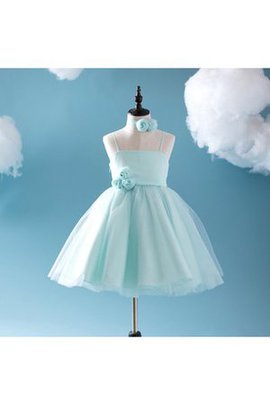 Robe de cortège enfant naturel de lotus avec fleurs en tulle avec ruban