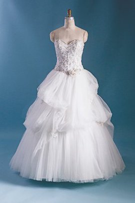 Robe de mariée longue ruchés plongeants en tout plein air ligne a avec perle