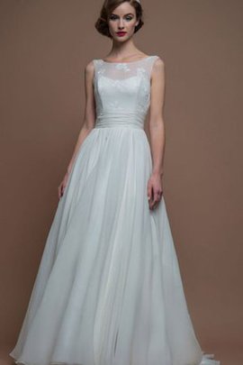 Robe de mariée longue naturel appliques a salle intérieure de traîne courte