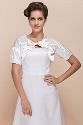 Taffetas blanc chic | moderne avec bowknot bolero incroyable