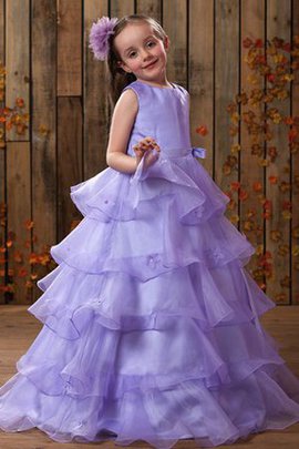 Robe de cortège enfant elevé avec gradins avec fleurs a-ligne