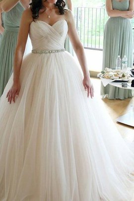 Robe de mariée manche nulle textile en tulle sucré avec perle naturel