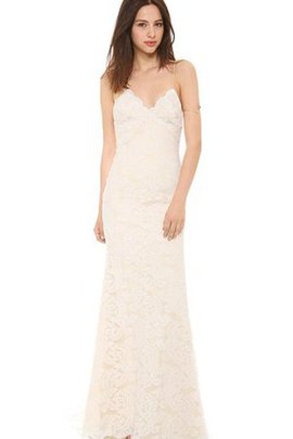 Robe de mariée longue sexy de traîne courte bandouliere spaghetti col en v foncé