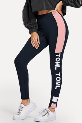 Legging avec imprimé de couleurs et blocs