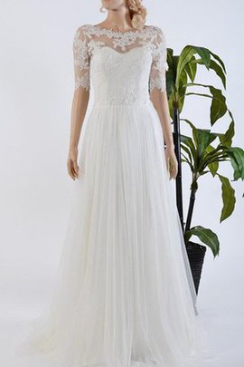 Robe de mariée appliques avec décoration dentelle cordon de traîne courte avec bouton