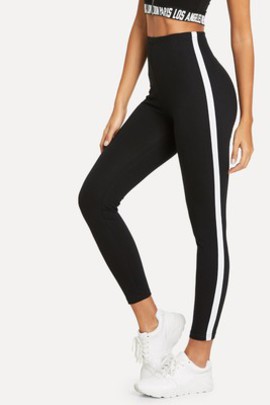 Legging lettre avec imprimé rayé