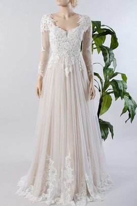 Robe de mariée plissage vintage encolure ronde boutonné ligne a