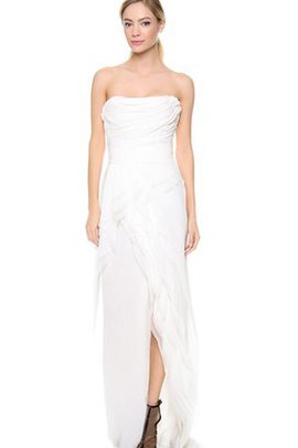 Robe de mariée plissage asymétrique d'empire de bustier avec sans manches