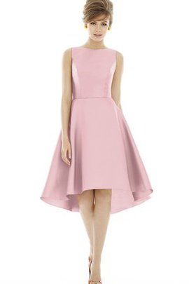Robe demoiselle d'honneur distinguee vintage au niveau de genou en satin avec zip