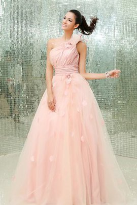 Robe de quinceanera en tulle de mode de bal ligne a d'épaule asymétrique avec fleurs