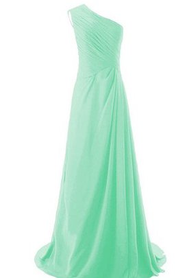 Robe demoiselle d'honneur plissé naturel en chiffon a-ligne avec zip