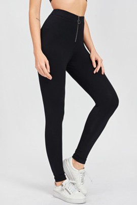 Legging unicolore devant zippé