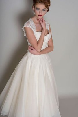 Robe de mariée naturel intemporel avec décoration dentelle ligne a en organza