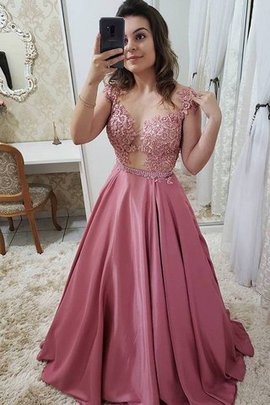 Robe de soirée a-ligne longueur au ras du sol de princesse appliques populaire