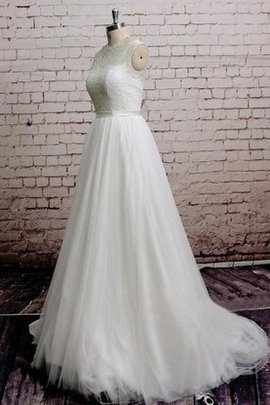 Robe de mariée naturel avec ruban textile en tulle ligne a avec décoration dentelle