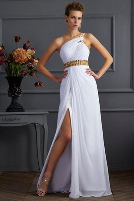 Robe de bal avec chiffon manche nulle de princesse avec perle longueur au niveau de sol