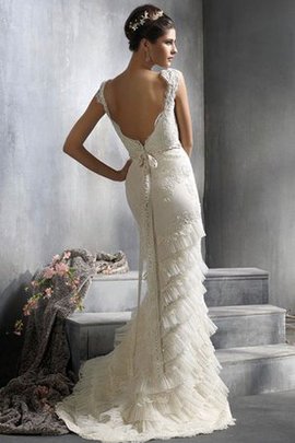 Robe de mariée plissage en dentelle v encolure avec manche courte v col profonde