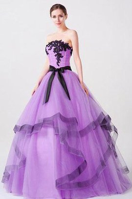 Robe de quinceanera textile en tulle avec chiffon avec ruban de mode de bal avec perle