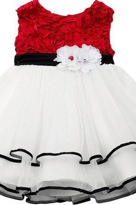 Robe de cortège enfant ligne a encolure ronde avec gradins avec fleurs