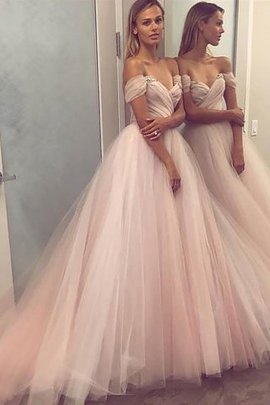 Robe de bal naturel avec perle manche nulle de princesse jusqu'au sol