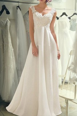 Robe de mariée voyant de col en v de tour de ceinture en haute en chiffon naturel