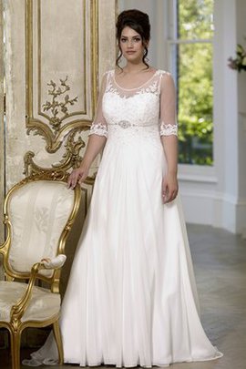 Robe de mariée simple appliques avec chiffon col u profond de traîne courte