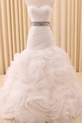 Robe de mariée naturel jusqu'au sol avec perle manche nulle cordon