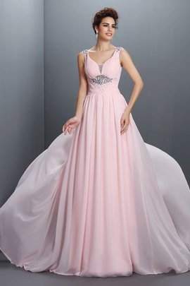 Robe de bal longue manche nulle avec perle avec zip a-ligne