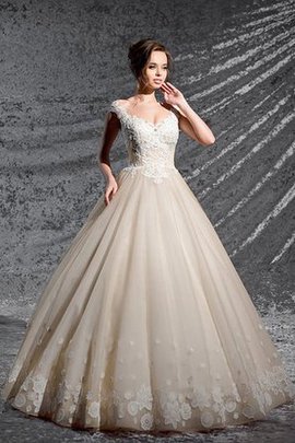 Robe de mariée naturel longue plissé appliques trou de serrure