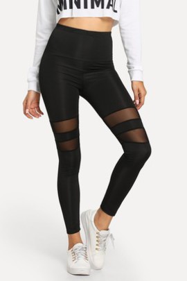 Legging avec pièces transparentes unicolore