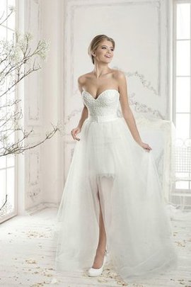 Robe de mariée simple nature en forme manche nulle en tulle