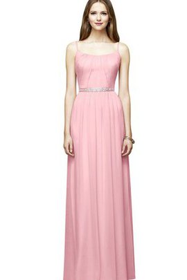 Robe demoiselle d'honneur longue en chiffon ceinture manche nulle avec perle