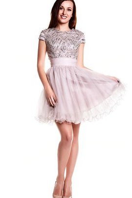 Robe de graduation bref de lotus en tulle encolure ronde ligne a