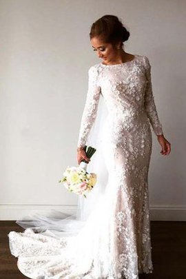 Robe de mariée humble avec cristal en dentelle elevé avec fleurs