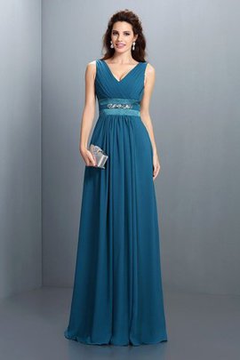 Robe demoiselle d'honneur longue v encolure avec sans manches avec zip avec perle