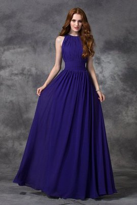 Robe demoiselle d'honneur naturel avec chiffon avec zip ruché au niveau de cou