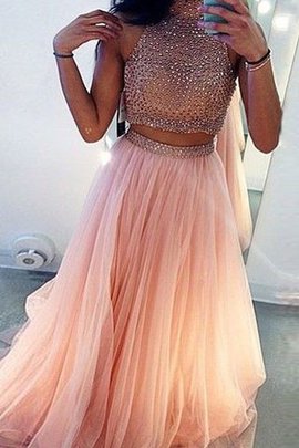 Robe de soirée 2 pice de tour de ceinture en haute elevé en tulle avec perle