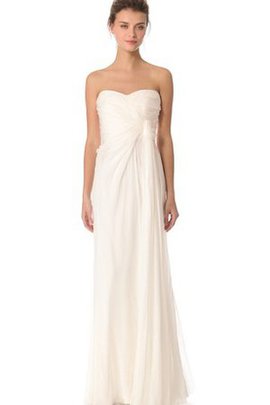 Robe de mariée plissé longue naturel de fourreau avec sans manches