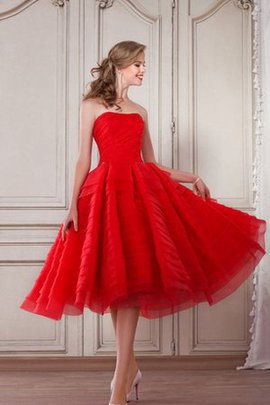 Robe fête de la rentrée naturel longueur mollet en organza fermeutre eclair ruché