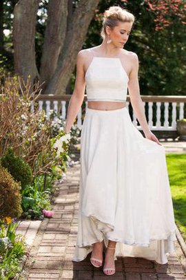 Robe de mariée naturel décontracté en chiffon a plage avec sans manches