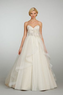 Robe de mariée naturel en organza de mode de bal dos nu avec perle