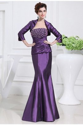 Robe mère de mariée longue fermeutre eclair textile taffetas avec perle manche nulle