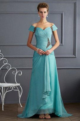 Robe de soirée naturel de princesse de traîne courte manche nulle d'epaule ecrite