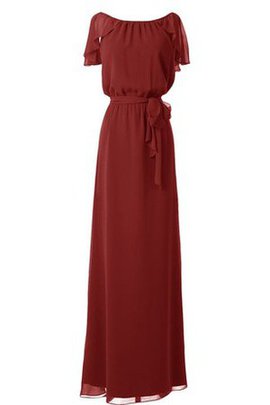 Robe demoiselle d'honneur facile manche nulle avec chiffon avec manche courte ceinture