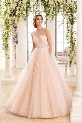 Robe de mariée naturel textile en tulle manche nulle croisade avec perle