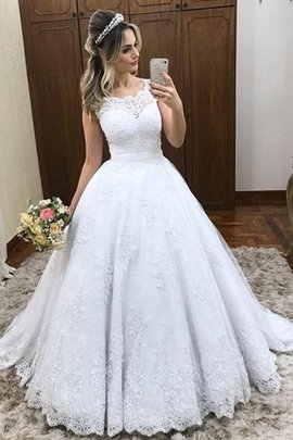 Robe de mariée de traîne courte en satin encolure ronde pétillant naturel