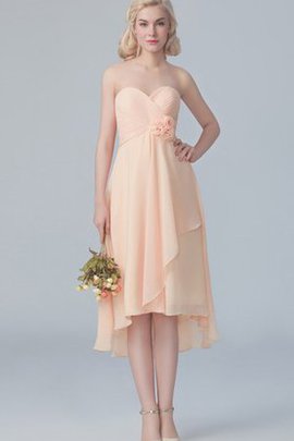 Robe demoiselle d'honneur courte haut bas en chiffon avec fleurs