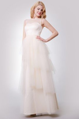 Robe demoiselle d'honneur facile romantique en tulle avec gradins manche nulle